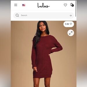Lulus Wine / Burgundy Backless Sweater Dress